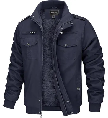 Productafbeelding van Winterjas voor heren, warme fleece werkjas, parka, pilotenjas, outdoor, donkerblauw, maat S