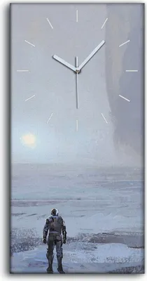 Produktbild von Wanduhr Uhr Wandbild Leinwand 30x60 Malerei Abstrakter Mensch Berge Kunst - weiße Hände