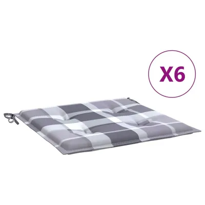 Image de Coussins de chaise de jardin lot de 6 carreaux gris 40x40x4 cm