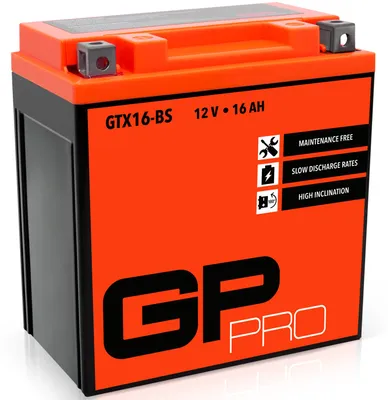 Zdjęcie produktu dla Akumulator żelowy GP-PRO GTX16-BS, 12 V, 16 Ah, 230 A, akumulator do skuterów, akumulator motocyklowy