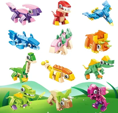 Produktbild von Gastgeschenk für Kindergeburtstag – Gastgeschenke – Bauklötze – Spielzeug – 12 Stück – 3-in-1 Mini-Bauklötze – Tiere – Konstruktionsspielzeug
