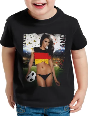 Produktbild von style3 WM 2026 Soccer Girl Kinder T-Shirt Fußball Weltmeisterschaft Fan-Outfit Deutschland Schwarz