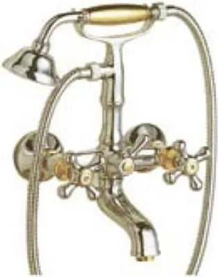 Produktbild von Demm Badewannenarmatur Zweigriff Aufputz Handbrause mit Metallbrauseschlauch  ,5804, 04131.045.C