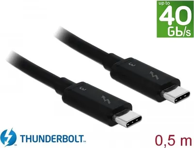 Zdjęcie produktu dla DeLOCK 84844, 0,5 m, USB C, USB C, USB 3.2 Gen 2 (3.1 Gen 2), Męska/Męska, Czarny