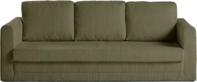 Image de Best Mobilier Marilia - canapé 3 places - convertible déplimousse - en velours côtelé , Vert