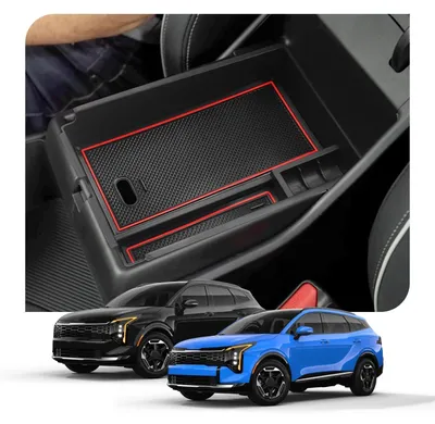 Productafbeelding van Opbergvak voor de middenconsole, rood, voor Kia Sportage NQ5, modeljaren 2022-2026, geschikt voor automaatversnellingen