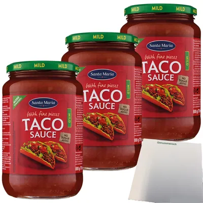 Produktbild von Santa Maria Taco Sauce Party Mild 3er Pack (3x770ml Glas) + usy Block