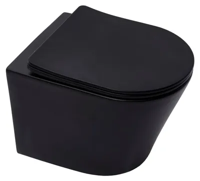 Produktbild von SAT Wand Hänge-WC kurz 48cm WC-Becken WC-Set mit SoftClose Take-Off WC-Sitz, schwarz matt