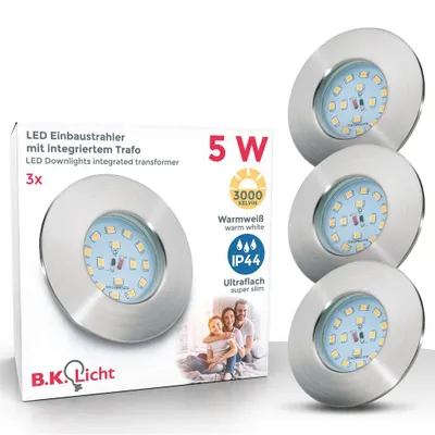 Produktbild von 3x LED Einbaustrahler ultra-flach Badzimmer IP44 Decken-Spot Einbau-Leuchte GU10