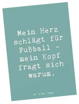 Produktbild von Mr. & Mrs. Panda Postkarte Spruch Fußball Liebe - Meeresbrise - Geschenk, Herz, Sportler Geschenke, Teamsport, Postkarten, Ansichtskarte, Verstand, Bewunderer, Grußkarte