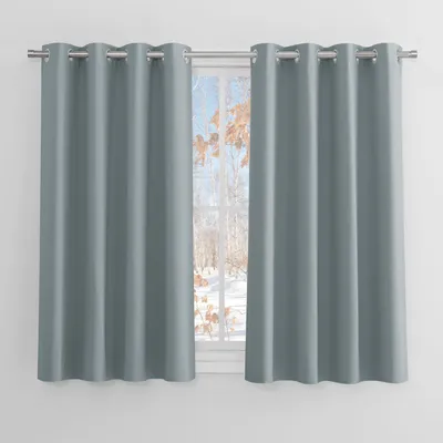 Image de Rideau occultant thermique, isolant, dimensions 145 x 140 cm, gris-bleu, lot de 2