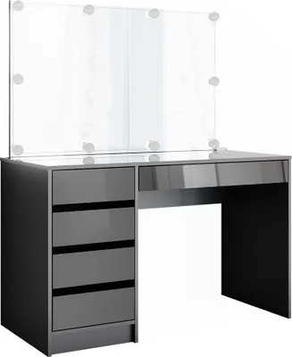 Produktbild von Vicco Schminktisch Sherry, 120 cm mit LED Beleuchtung, Anthrazit Hochglanz