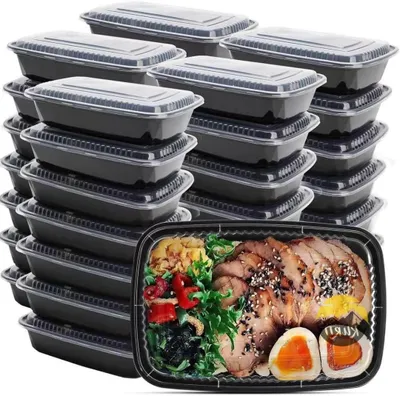 Immagine prodotto di Contenitori per alimenti - Contenitori per conservare il cibo - Ideali per conservare i pasti - Adatti al microonde - 750 ml - Confezione da 50 pezzi - Colore: nero