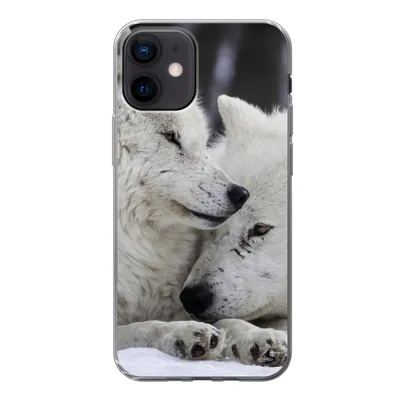 Produktbild von MuchoWow® Handyhülle Schutzhülle Hülle für iPhone 12 Wölfe - Schnee - Familie Silikon Softcase Handy Hülle - Schutzhülle