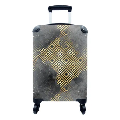 Produktbild von MuchoWow® Koffer Handgepäck Trolley Rollkoffer Kleine Reisekoffer mit 4 Rollen - Gold - Marmor - Muster - Cabin Size < 55x40x23 cm & 55x40x20 cm - Fotokoffer - Kabinenkoffer - Boardgepäck - Reise-Box - Reisekoffer - Reisegepäck - Koffer mit Bild - Trolley für Kinder