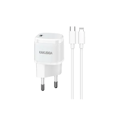Image de KAKU USB-C PD 20W 3A Chargeur Adaptateur de charge Quick Charge 3.0 + câble TYP C vers IPHONE blanc