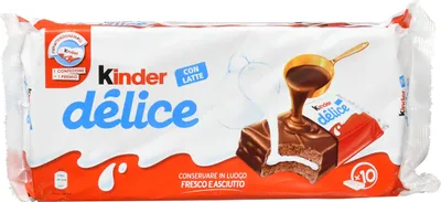 A package of Kinder Delice chocolate snacks.
