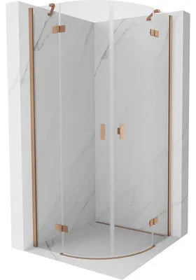 Obrázek produktu pro Mexen Mist čtvrtkruhový sprchový kout s otočnými dveřmi 80 x 80 cm, transparentní, kartáčovaná měď - 8A33-080-080-65-00