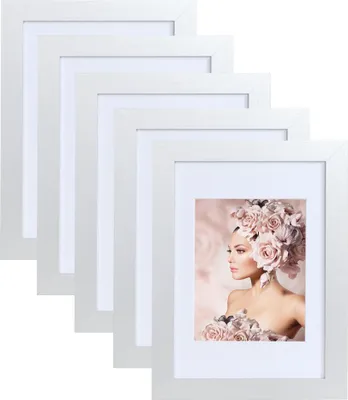 Produktbild von Pack Set Holz Bilderrahmen Foto Plexi Rahmen Acryl Collage Wanddeko Poster S215 - Farbe: Silber | Format: 29,7x42 DIN A3 | Pack: 5
