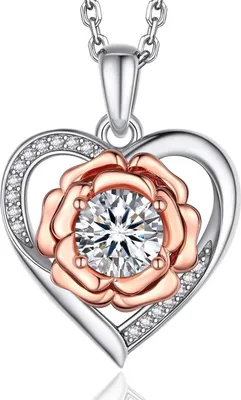 Image de MomentWish Collier Femme 1 carat Moissanite Diamant Argent 925 Coeur Rose-Boîte cadeau