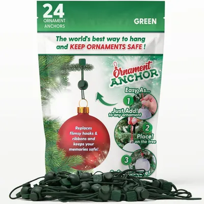 Imagen del producto de Ganchos decorativos antideslizantes, de alta resistencia, 24 unidades, color verde, para decoración navideña