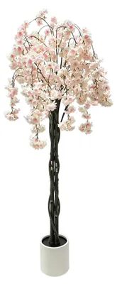 Obrázek produktu pro Umělá třešeň – dekorativní bonsái o výšce 150 cm – květiny Sakura z hedvábí – umělá rostlina z PE – stojící na podlaze, vhodná do interiéru – do bytu, kanceláře, na svatbu