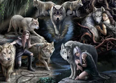 Zdjęcie produktu dla Puzzle 1500 elementów Bluebird - Anne Stokes: Wolf Collage