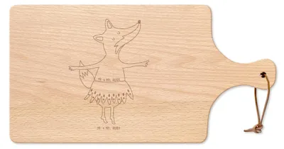 Produktbild von Mr. & Mrs. Panda Käsebrett Fuchs Ballerina - Transparent - Geschenk, Schneidebrett, Geburtstag, holzschneidebrett, Brett, Holzbrett, Füchse, Ballett, holz, Tanzen
