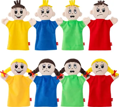Produktbild von 8er Set Handpuppen Emotionsset 30 cm Mehrfarbig, 23622A