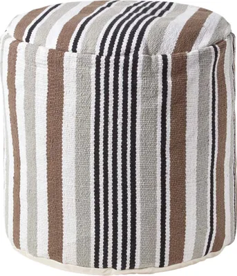 Produktbild von HOMESCAPES Designer Hocker Pouf rund Selam grau weiß