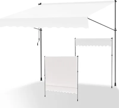 Zdjęcie produktu dla Markiza klipsowa Clanmacy 200 x 120 cm – markiza balkonowa z regulacją wysokości i korbą ręczną; osłona przeciwsłoneczna do montażu bez wiercenia na tarasie i balkonie, kolor kremowy