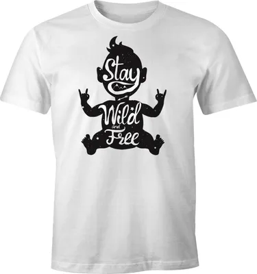Produktbild von Herren T-Shirt Rocker Baby Stay Wild & Free Fun-Shirt Moonworks® weiß XXL