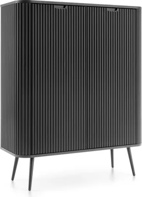 Produktbild von FURNLUX Anrichte Zova Schwarz 103cm / Hauptfarbe: Schwarz / Abmessungen: 103 x 129 x 39 cm