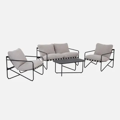 Produktbild von sweeek - Gartenlounge-Set aus Stahl für 4 Personen - Anthrazit