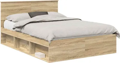 Produktbild von vidaXL Bettrahmen mit Kopfteil Sonoma 160 x 200 cm Holzwerkstoff