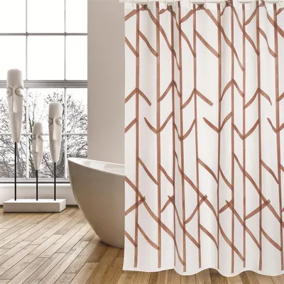 Immagine prodotto di Cotexsa by MSV Tenda da doccia in tessuto premium antimuffa - Antibatterica, lavabile, 100% impermeabile, con 12 anelli per tenda da doccia - Poliestere, "Tree" Bianco, Marrone 180x200cm -  Spain