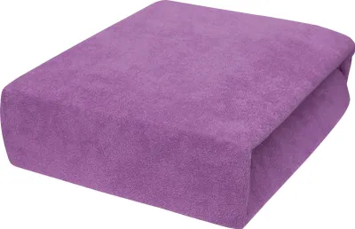Produktbild von Spannbettlaken Frottee Violett 80x180 cm – Weiches Bettlaken mit Gummizug aus Baumwolle, Polyester & Elasthan, atmungsaktiv, 22 Farben, 14 Größen