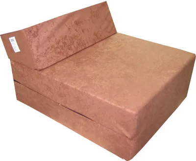 A brown foldable mattress or chaise lounge is shown from a slightly elevated side angle.