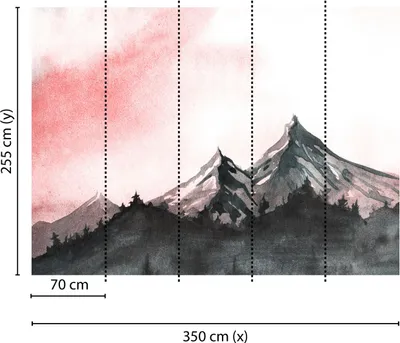 Produktbild von Tadessi Fototapete | Berge | 3.50 m x 2.55 m | Grau | Weiß | Wandbild | Digitaldruck
