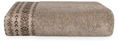Image de Serviette, serviette en coton, haute qualité, motif aztèque, Driada 70 x 140 cm, beige