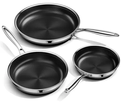 Pfannenset 3-teilig, antihaft, 20+24+28 cm, Edelstahl, für alle Herde
