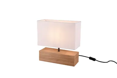 Zdjęcie produktu dla Lampa stołowa WOODY brązowo-biała 1xE27x60W tkanina wym:30,5x30x12cm IP20 RL