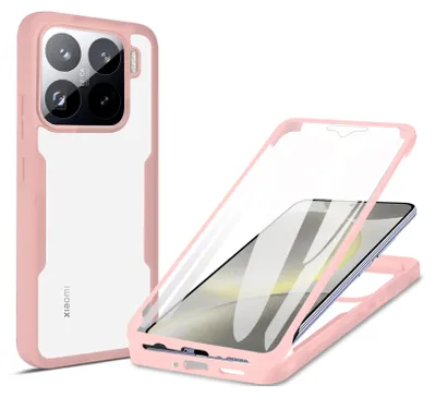 Produktbild von 360° Grad Hülle für Xiaomi 15 Handyhülle vollschutz Integriertem Displayschutz in Rosa