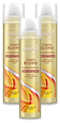 Immagine prodotto di 3 flaconi di shampoo secco Andrélon Zomerblond per capelli biondi - 245 ml ciascuno - confezione  - 3 pezzi