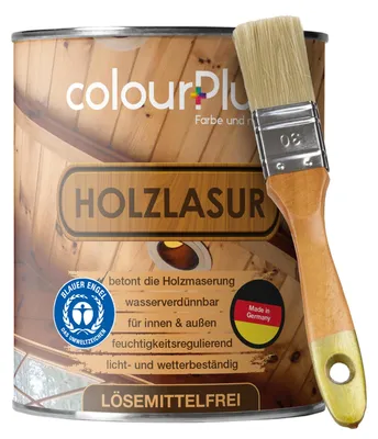 Produktbild von colourPlus Holzlasur LÖSEMITTELFREI 750 ml, Weiß seidenmatt – wasserbasiert für innen & außen, UV- & Feuchteschutz, geruchsarm