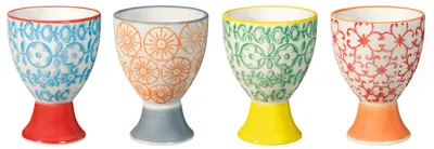 Eierbecher-Set, 4er, Keramik, Ø 5 x H 7 cm, bunt