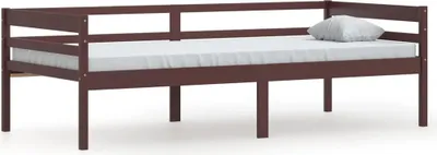 Image de vidaXL Lit en bois massif pin brun foncé 90x200 cm