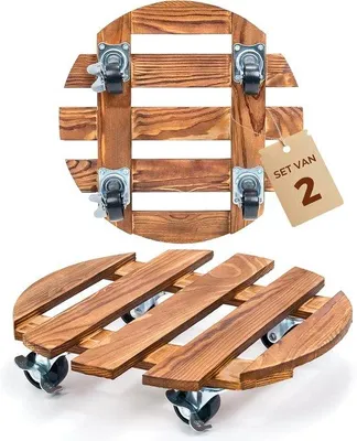 Produktbild von Pflanzenroller Set aus Holz - Wetterbeständig mit Bremse