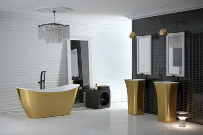 Obrázek produktu pro Zlatá designová volně stojící vana zlatá vana Akrylátová vana