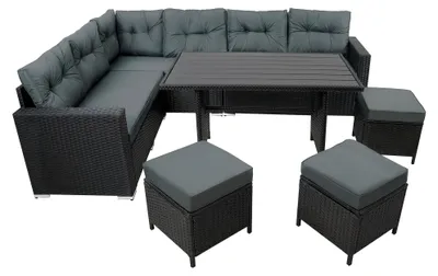 Immagine prodotto di Set angolare in rattan con tavolo in materiale composito – nero